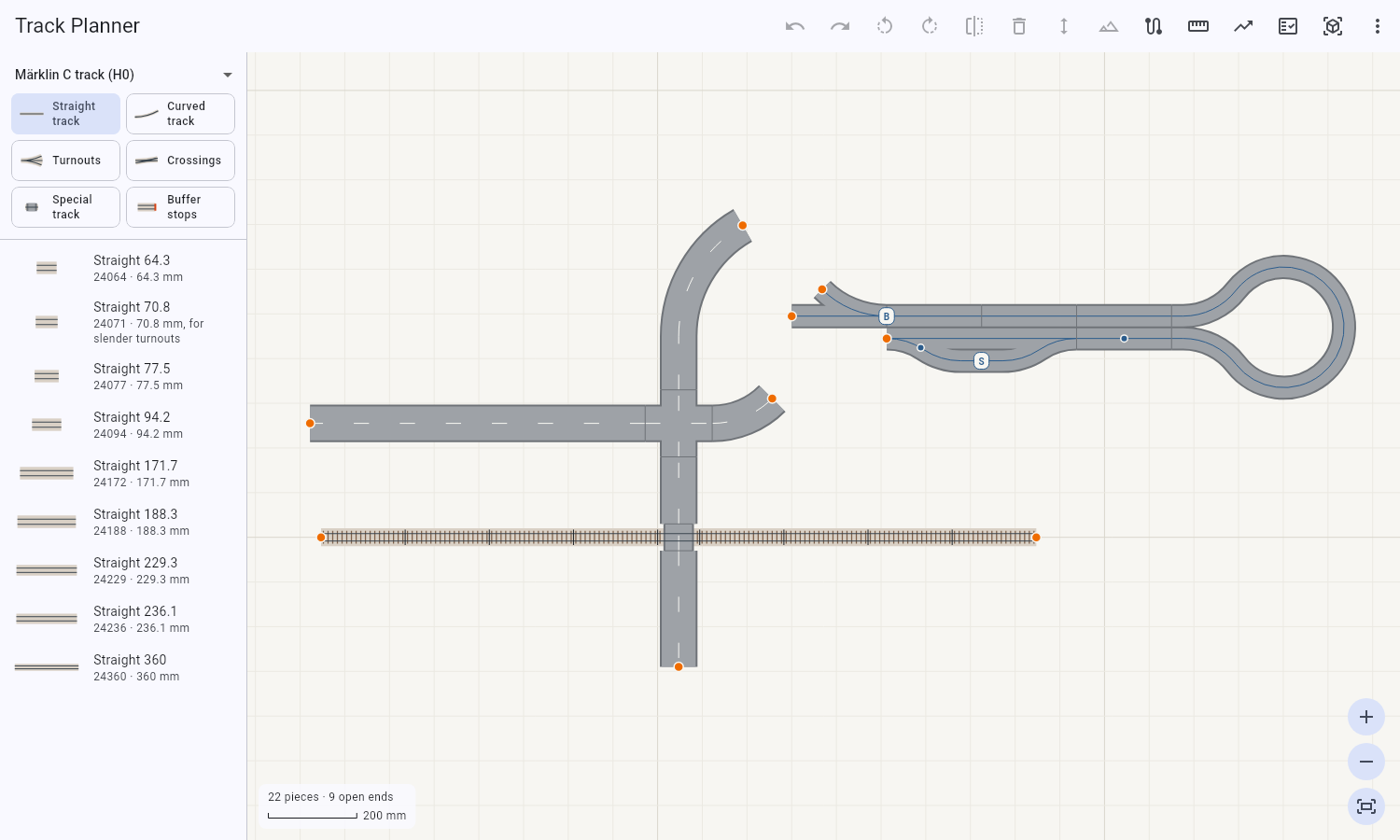 Track with a level crossing, roads and Car System lanes